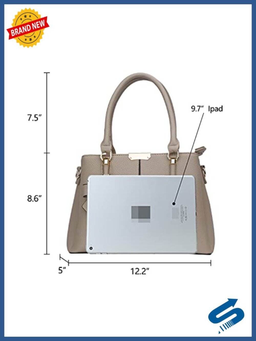 PU Leather Satchel Handbag 3 Compartments Top Handle Shoulder Bag Ladies Purse - Picture 5 of 6